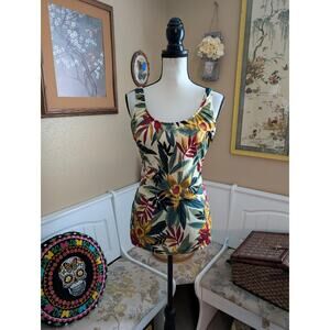 Vintage 1980s/1990s Floral Tropical One Piece Swimsuit